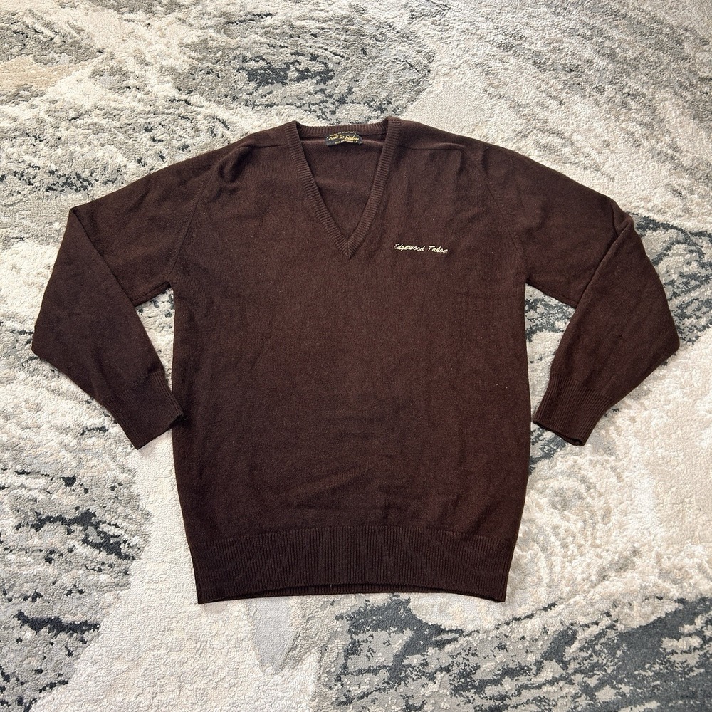 Vintage Scott & Lindsay 100%‎ Cashmere V-Neck Sweater Made in Scotland Sz Large